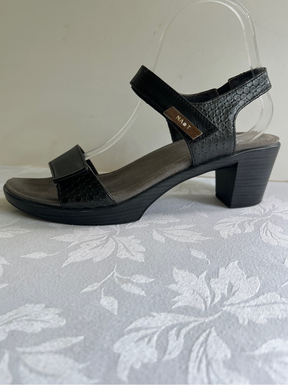 NAOT Black Leather Platform Comfort Sandals Size 39 (8.5)